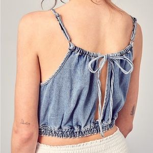 Denim Crop Top - Medium - Open Back